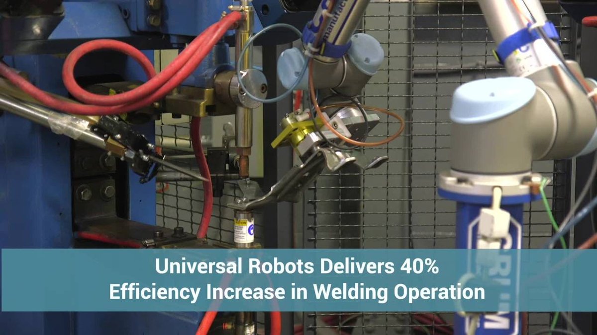 Universal Robots 原案例视频画面：T&W Stamping：协作机器人完成电阻焊接